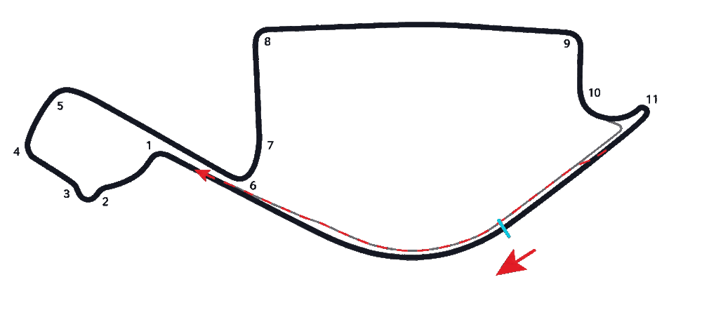 Long Beach Street Circuit circuit map with turn numbers