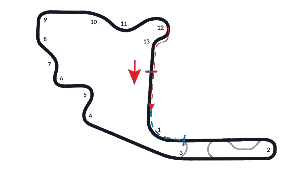 Mid-Ohio Sports Car Course circuit map with turn numbers