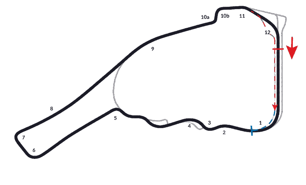 Michelin Raceway Road Atlanta circuit map with turn numbers