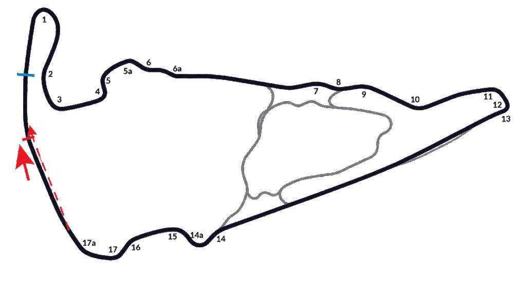 Virginia International Raceway circuit map with turn numbers